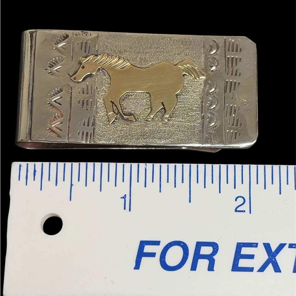 Native American Signed by Genevieve Jones 925 & 12k Gold Money Clip